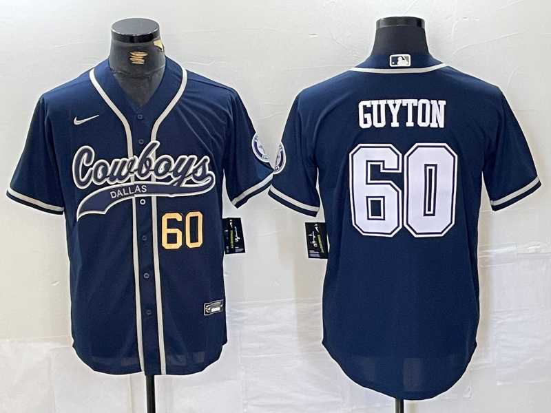 Men%27s Dallas Cowboys #60 Tyler Guyton Navy Cool Base Stitched Baseball Jerseys->dallas cowboys->NFL Jersey